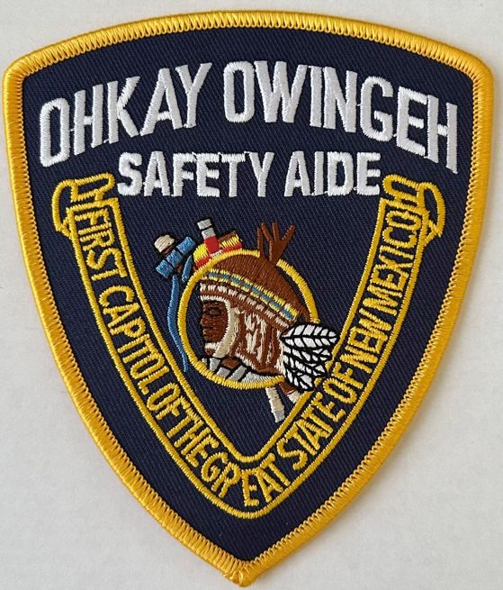 OHKAY OWINGEH NEW MEXICO SAFETY AIDE NAVY SHOULDER PATCH - SEW ON.